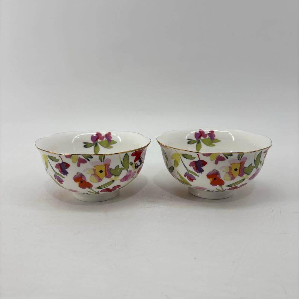 Gracie China Small Soup Bowl Floral Porcelain Bowls Gold Trip Scalloped